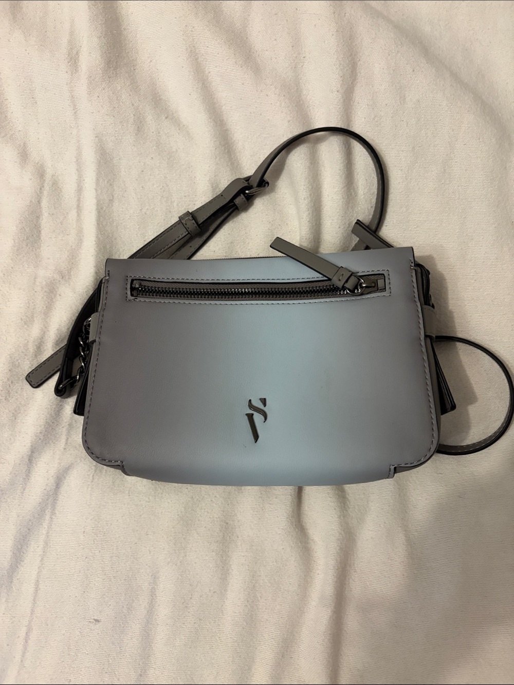 Simply Vera Vera Wang Gray Leather Crossbody Bag